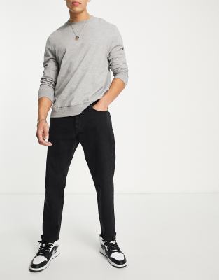 DTT rigid cropped tapered fit jeans in washed black | ASOS