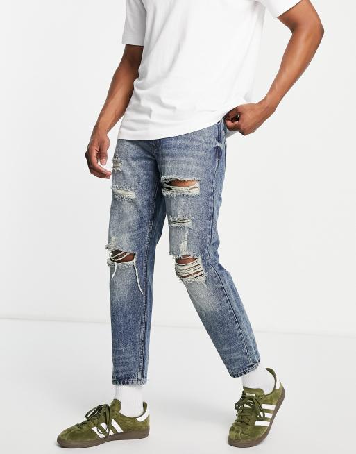 Cropped ripped jeans men cheap