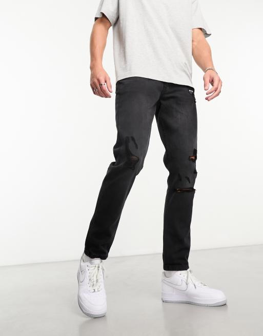 Guys black outlet ripped jeans