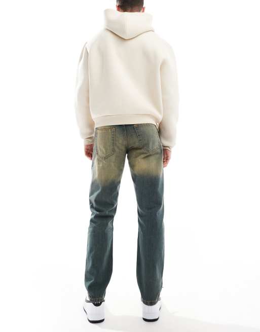 DTT rigid straight fit jeans in mid blue vintage tint