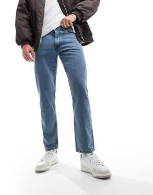 DTT rigid straight fit jeans in mid blue - ASOS Price Checker