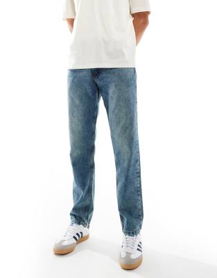 DTT rigid straight fit jeans in mid blue