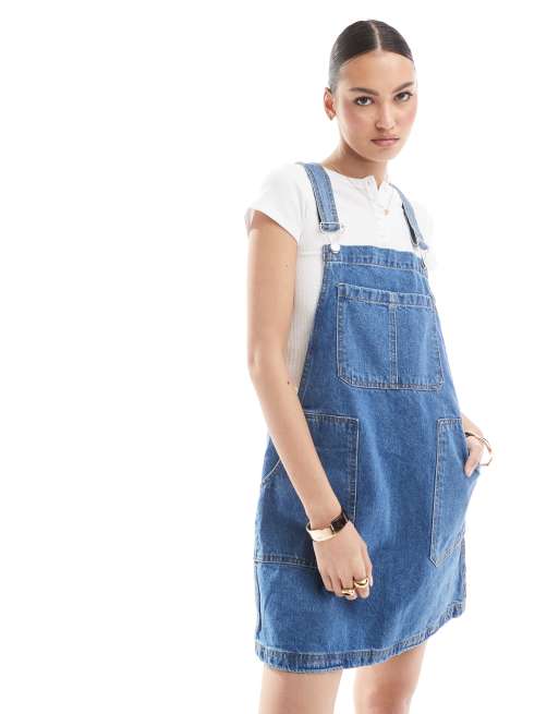 DTT - Robe chasuble en jean avec poches - Bleu moyen, 2 de 4