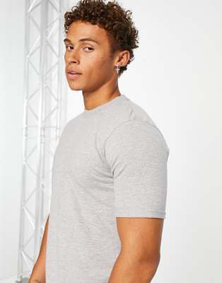 DTT roll sleeve t-shirt in light gray heather