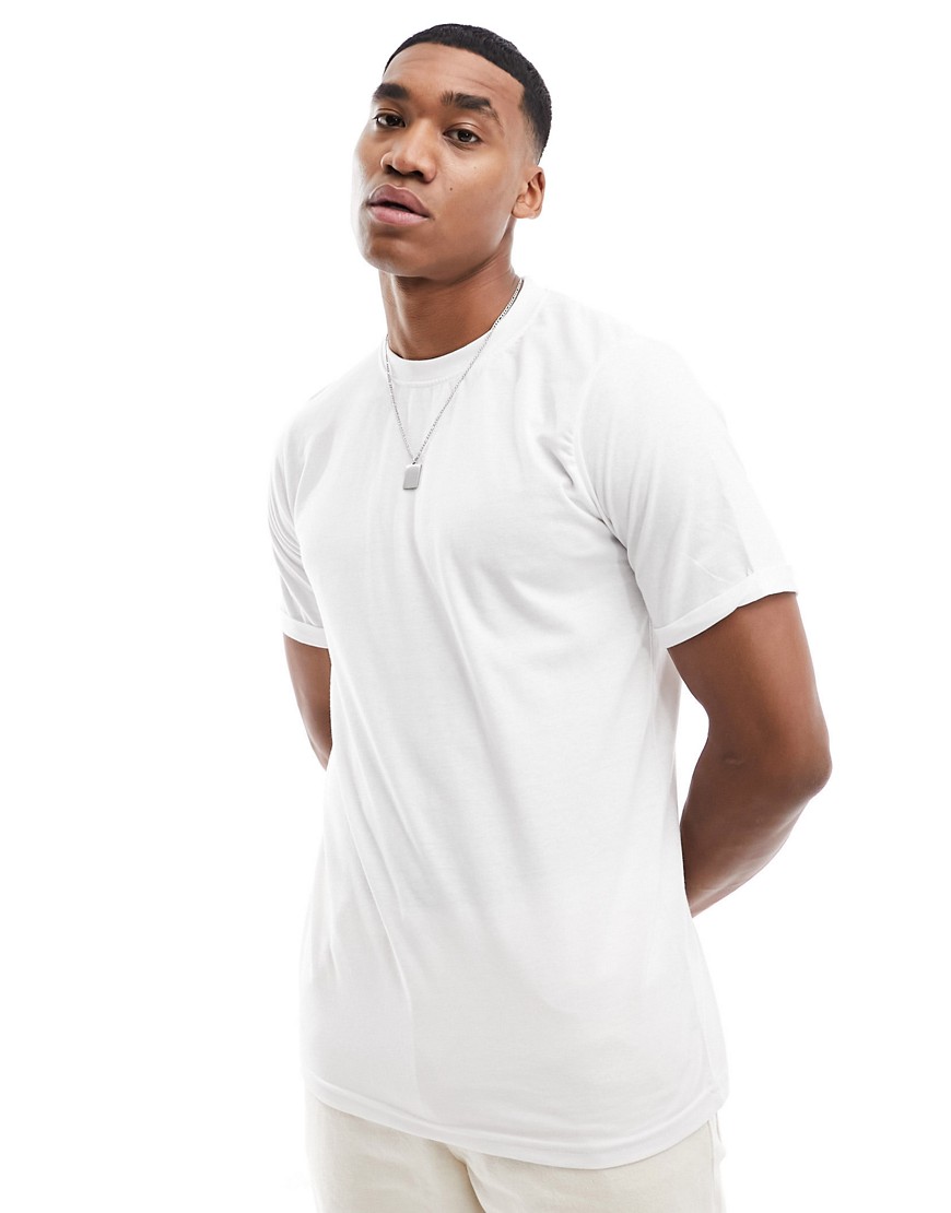 DTT roll sleeve t-shirt in white