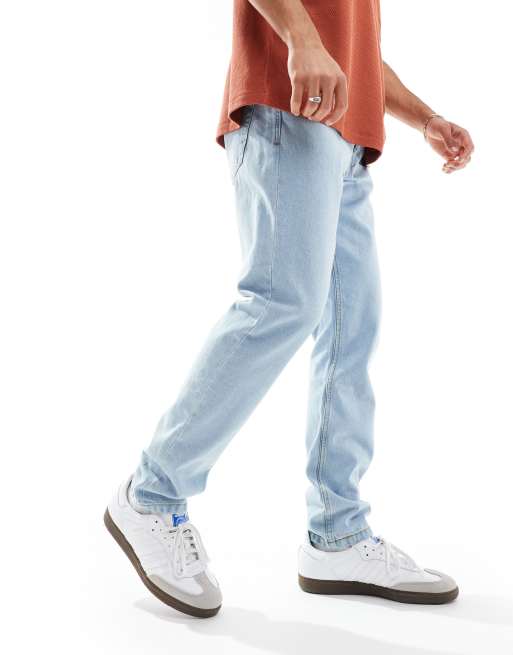 DTT – Schmal geschnittene Jeans aus festem Denim in Hellblau