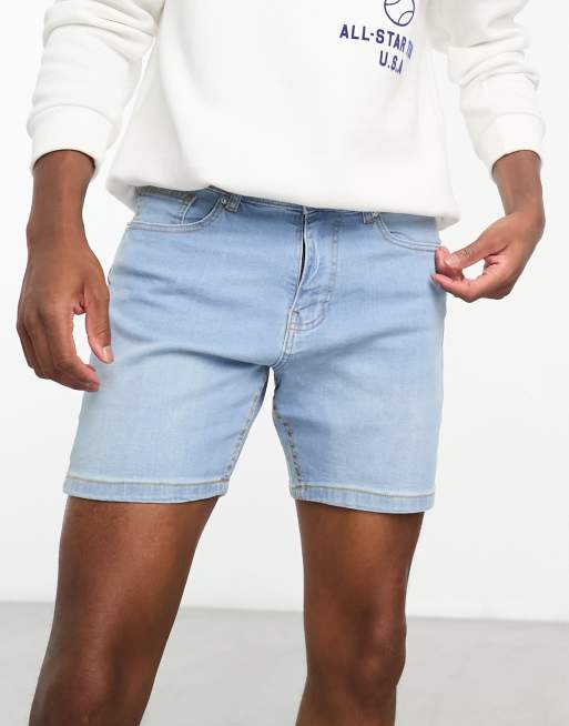 DTT Schmal geschnittene Jeans Shorts in Hellblau ASOS