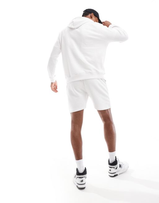 DTT - Set met hoodie zonder sluiting en short in wit, 3 van 4
