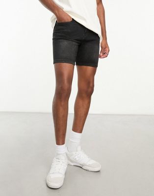 DTT skinny fit denim shorts in washed black - ASOS Price Checker