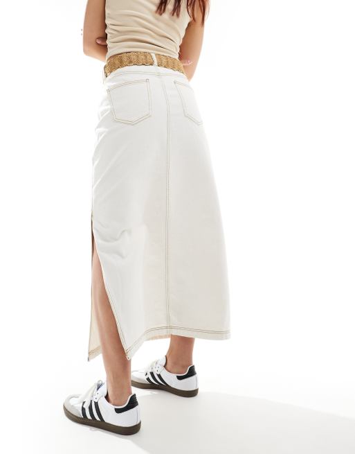 Maxi Skirt Jupe Jeans Blanche A Line Jupe Maxi Longue Jupe Longue