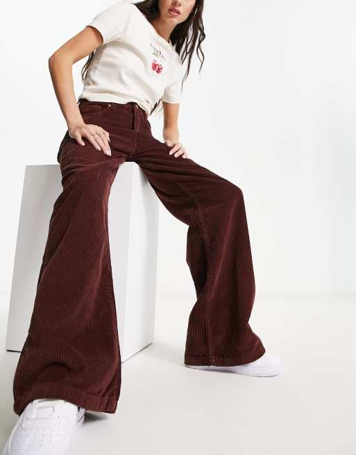 DTT Silvia Pantalon vas en velours c tel Marron chocolat