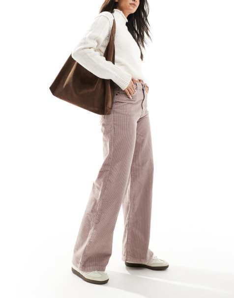 DTT Silvia cord wide leg trousers in taupe