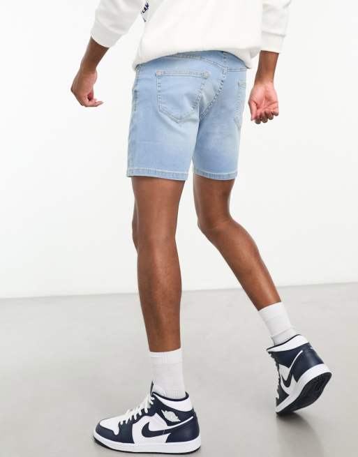 Mens skinny fit deals denim shorts