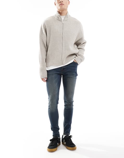 DTT - Skinny jeans met stretch in donkerblauw met vintage tint - view 1