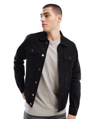 DTT slim fit denim jacket in black