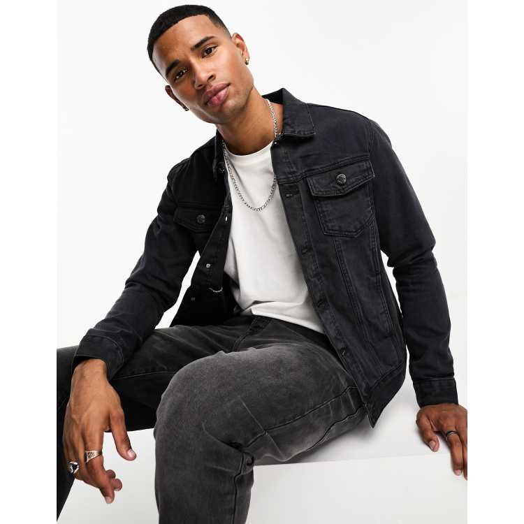 DTT slim fit denim jacket in gray | ASOS