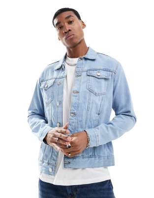 DTT slim fit denim jacket in light stone-Neutral