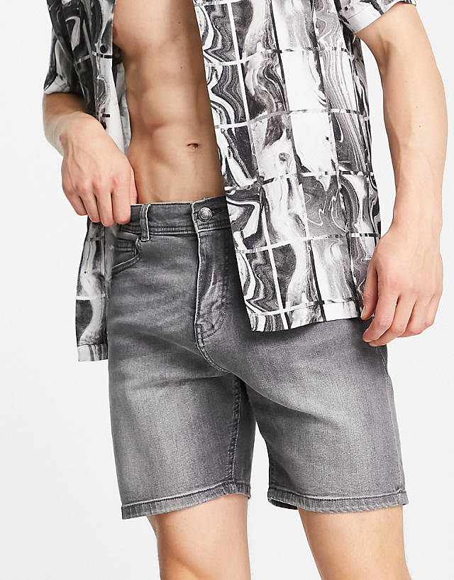 Don't Think Twice - DTT slim fit denim shorts in grey