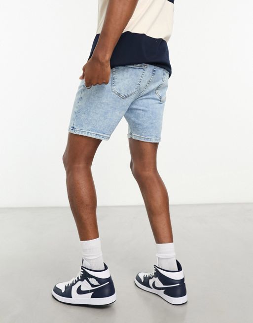 Only & Sons loose fit denim shorts in gray wash