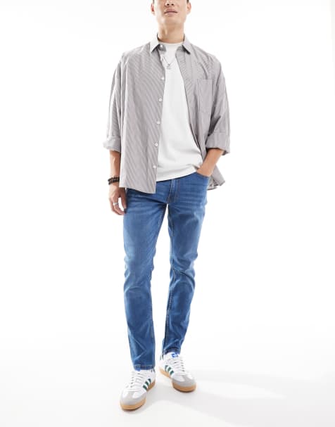 DTT - Slim-fit jeans met stretch in middenblauw met vintage tint - view 1