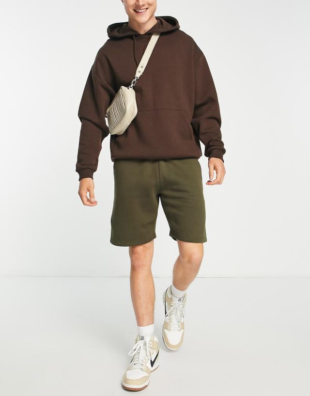 DTT slim fit jersey shorts in khaki