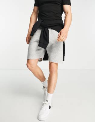 Don't Think Twice Dtt Slim Fit Jersey Shorts In Light Gray Heather