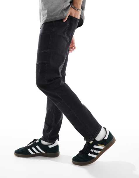 DTT - Slim-fit stretchjeans in zwart met wassing en contrasterend paneel - view 1