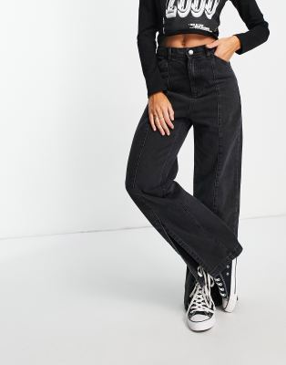 DTT split front hem straight leg jeans