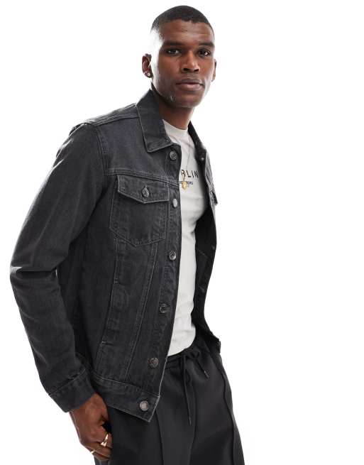 DTT - Sort forvasket slim fit denimjakke