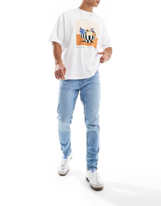 DTT – Stretch-Jeans mit sehr engem Schnitt in Hellblau