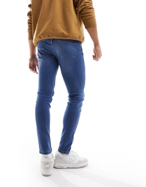 DTT stretch skinny fit jeans in mid blue