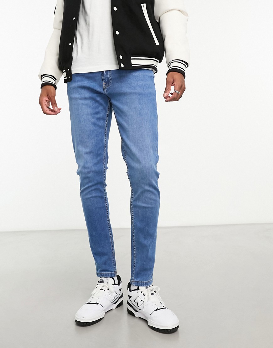 Don't Think Twice Dtt Tall Slim Fit Jeans In Mid Blue