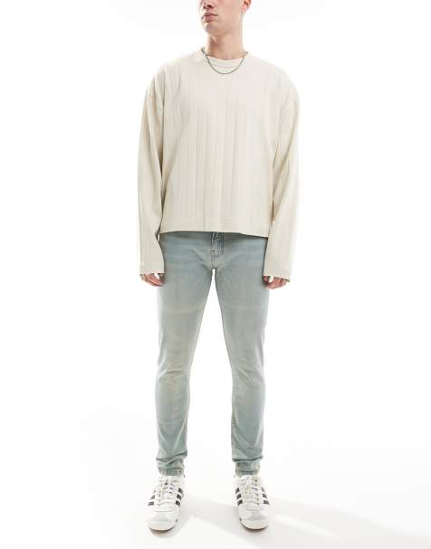 DTT stretch skinny jeans in light blue vintage tint - view 1
