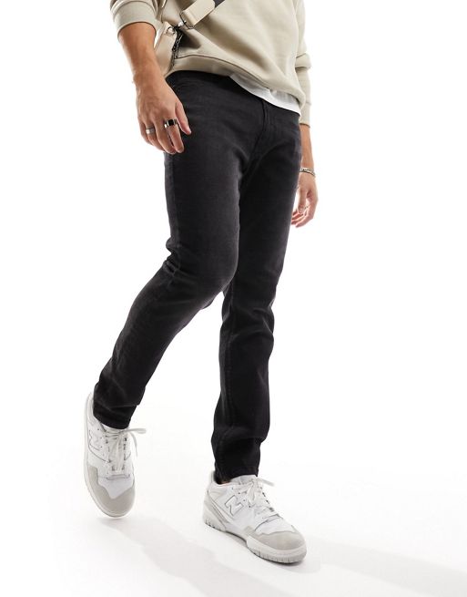 DTT slim fit extreme rip jeans in washed black, ASOS