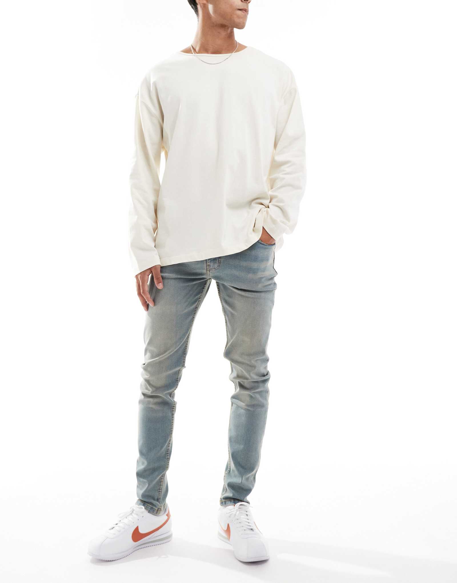 Джинсы DTT stretch super skinny светло-голубого винтажного оттенка