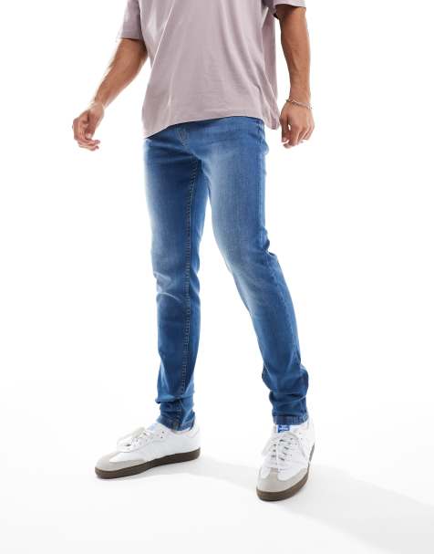 DTT stretch super skinny jeans in mid blue - view 1