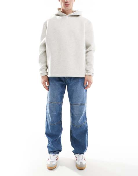 DTT - Stugge baggy jeans met elastische taille in lichtblauw - view 1