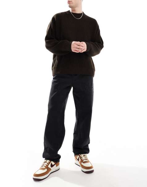 DTT - Stugge baggy jeans met elastische taille in zwarte wassing - view 1