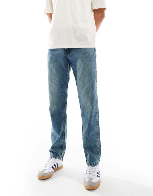 DTT - Stugge jeans met rechte pasvorm in middenblauw