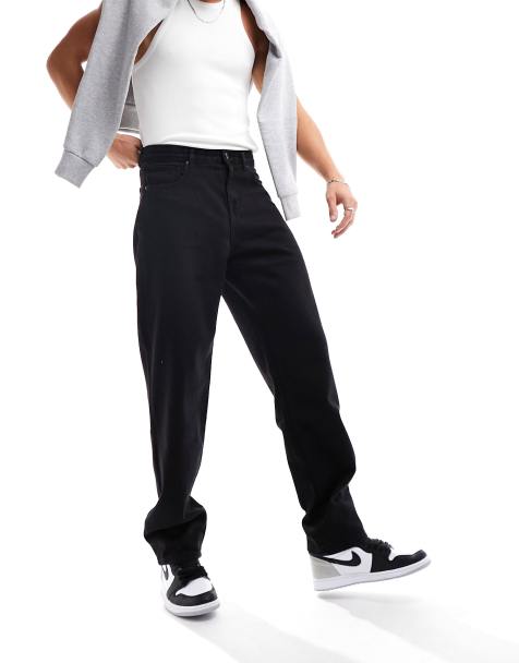 DTT - Stugge ruimvallende jeans in zwart met wassing - view 1