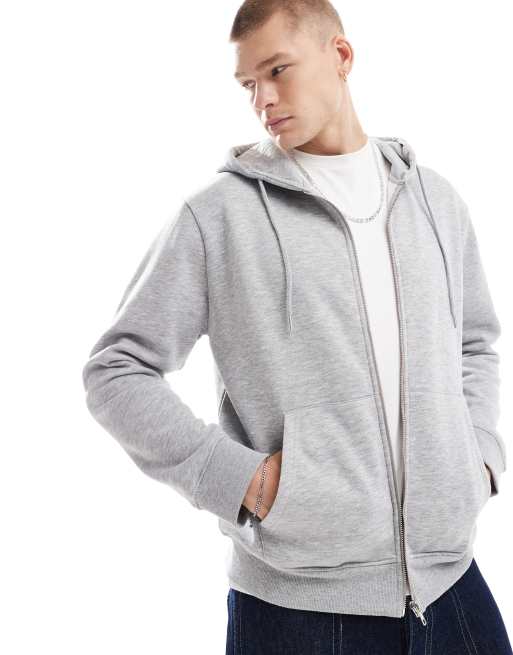 DTT Sweat a capuche avec fermeture eclair Gris clair chine