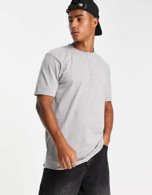 DTT - T-shirt à bords bruts - Gris chiné clair 