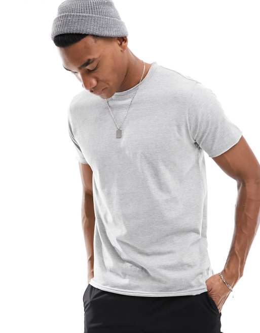 DTT - T-shirt à bords bruts - Gris chiné clair