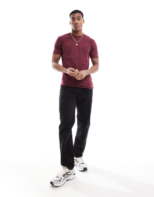 DTT - T-shirt bordeaux con bordi grezzi