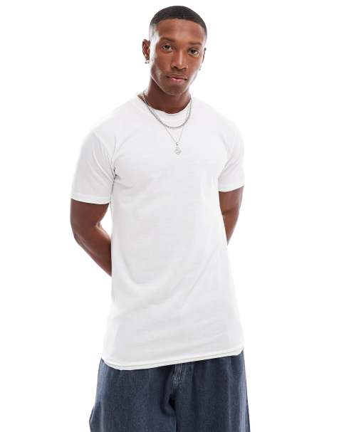 DTT - T-shirt med rå kant i hvid - view 1