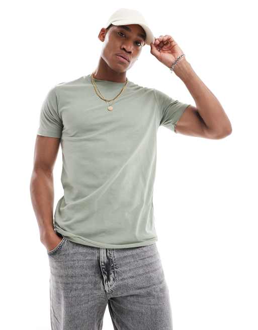 DTT - T-shirt verde menta con bordi grezzi