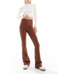 [Don't Think Twice] DTT Tall Bianca high waist flared jeans in chocolate brown 8 BROWN