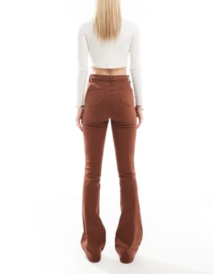 Don't Think Twice Dtt Petite Bianca High Waist Flared Jeans In Brown