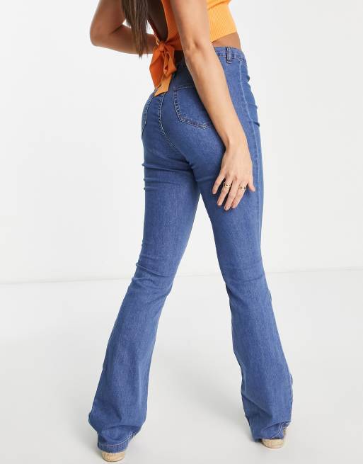 DTT Tall - Bianca - Højtaljede blå disco-jeans med svaj  , 2 af 4