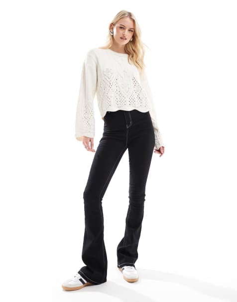 DTT Tall - Bianca - Sorte og højtaljede jeans med svaj og hjerteformede lommer - view 1